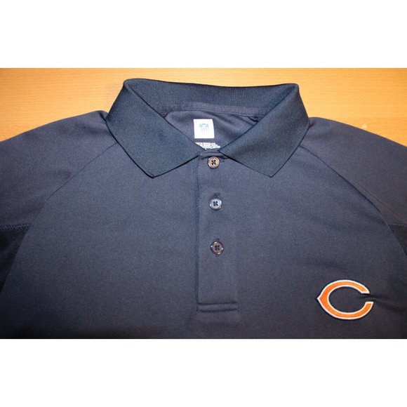 NFL Football Chicago Bears Short Sleeve Golf Polo Shirt Medium Blue Polyester - Picture 2 of 3